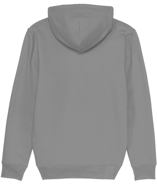 Gray hoodie shown from the back on a white background