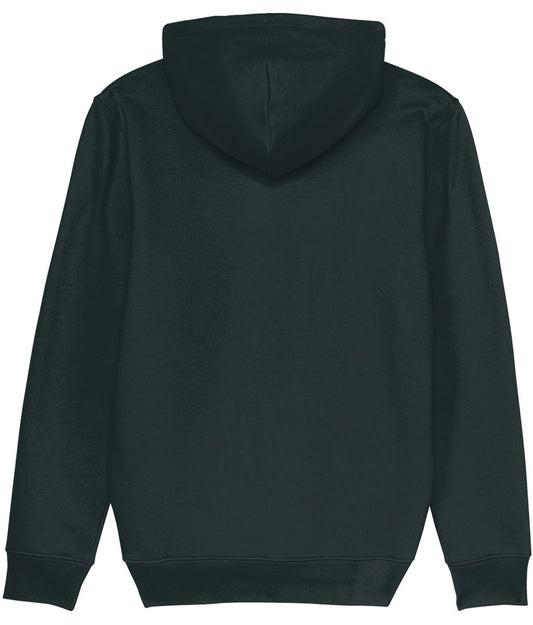 Black hoodie shown from the back on a white background