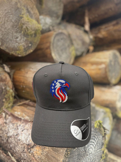 Grey country caps cap with embroidered eagle front view 