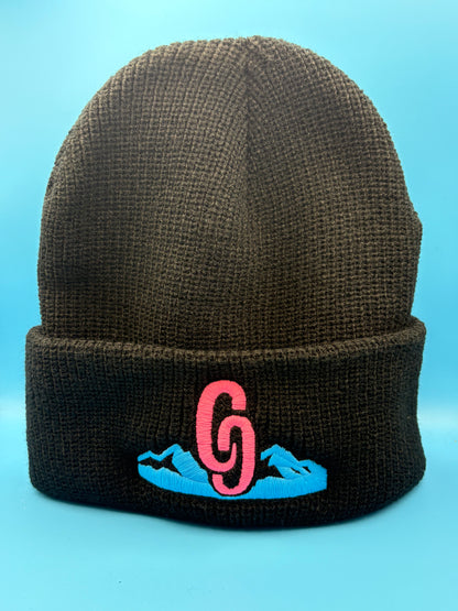 Black Beanie with Pink and blue logo